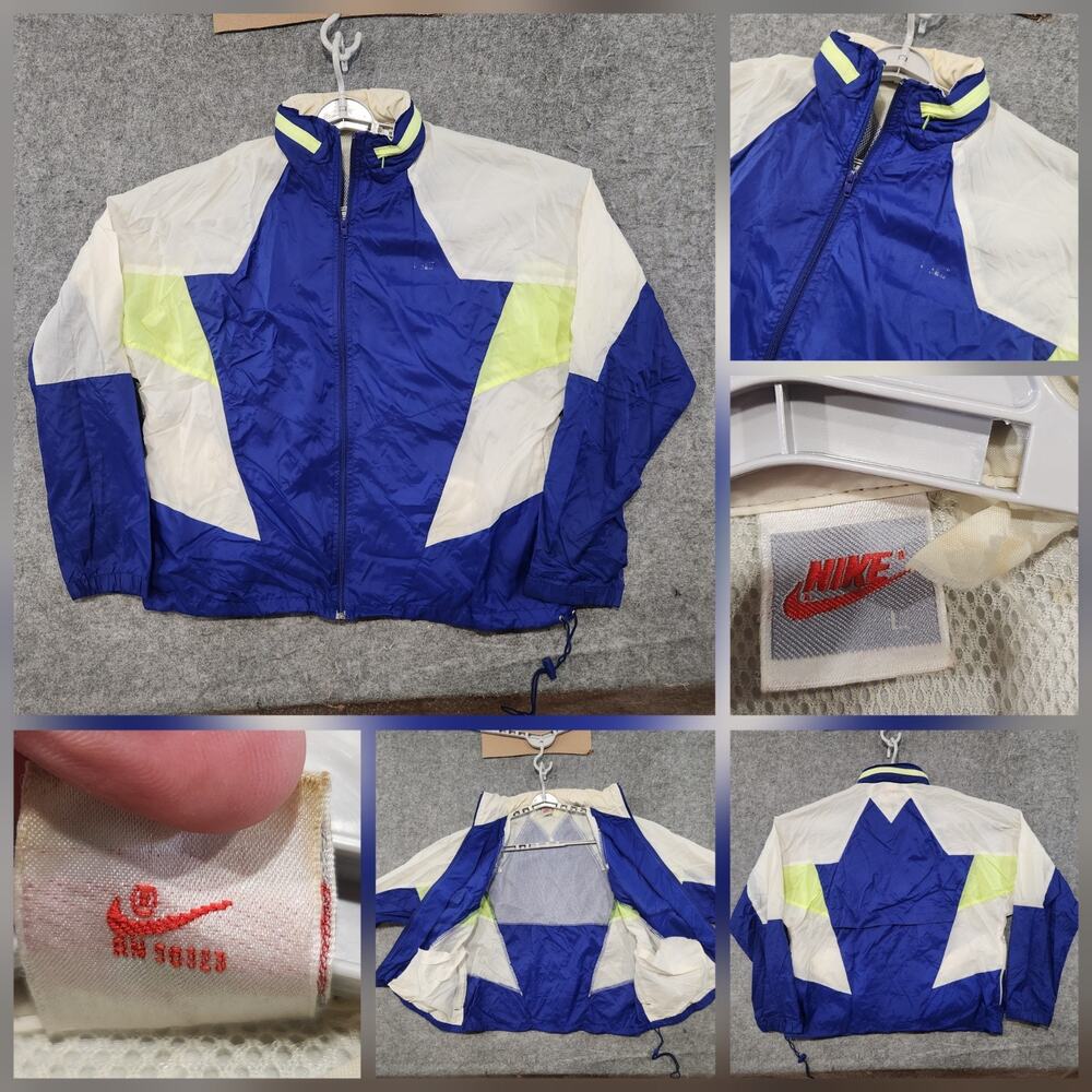 VTG 80s 90s NIKE Mens L Large Retro Colorblock Full Zip Windbreaker Jacket‎ USA